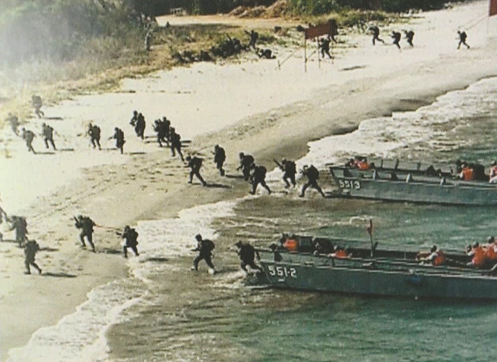 The retraining Battalion landing on the beach of Ternate, Cavite