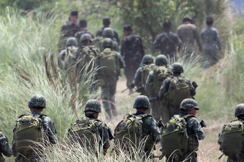 Marines marching together